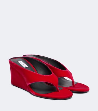 Cube 75 velvet wedge thong sandals | Alaïa