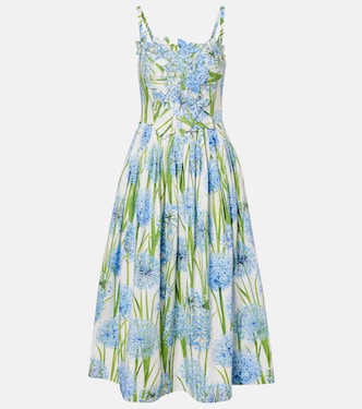 Allium floral cotton-blend midi dress | Oscar de la Renta