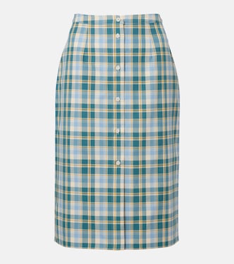 Plaid cotton poplin pencil skirt | Prada
