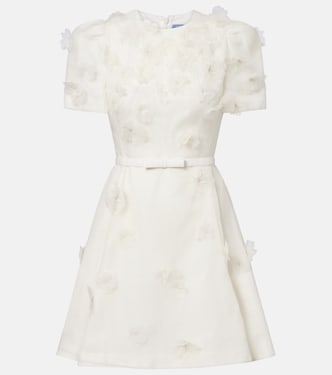 Elyse floral-appliqué linen and silk minidress | Leo Lin