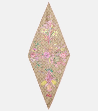 Pañuelo de seda floral con GG | Gucci