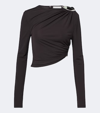 Orica Crystal ruched jersey crop top | Christopher Esber