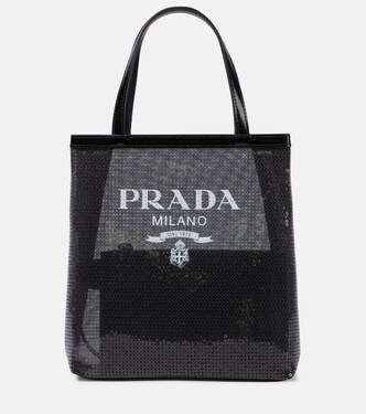 Logo sequin-embellished tote | Prada