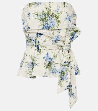 Strapless belted cotton top | Veronica Beard