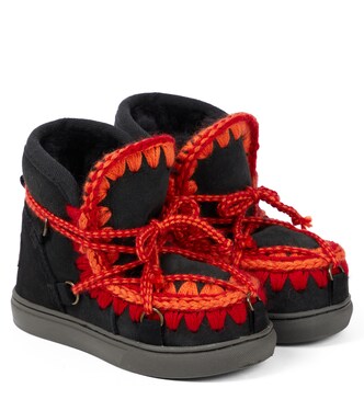 Crochet shearling-lined suede ankle boots | Mou Kids