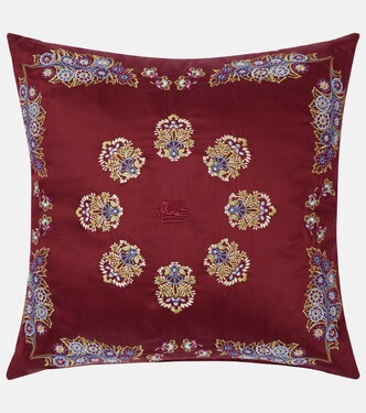 Embroidered cotton satin cushion | Etro