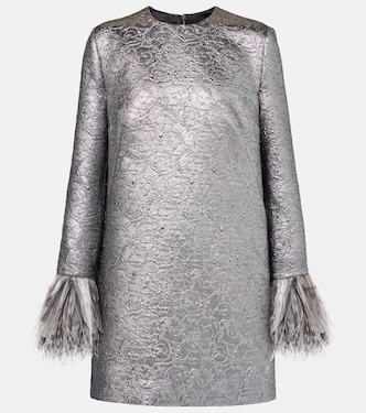 Feather-trimmed lamé minidress | Dolce&Gabbana