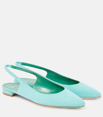 Slingback-Ballerinas Sawra 10 aus Veloursleder | Manolo Blahnik
