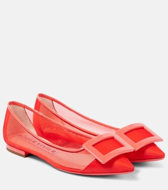 Gommettine leather-trimmed ballet flats | Roger Vivier