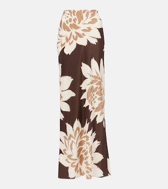 Floral silk satin maxi skirt | SIR