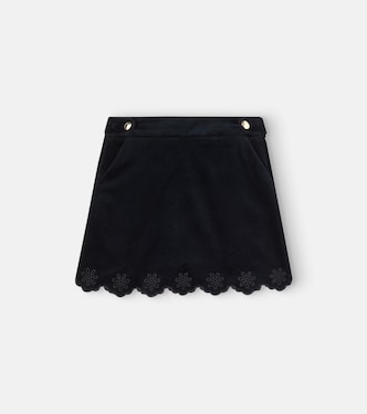 Scalloped cotton velvet skirt | Chloé Kids