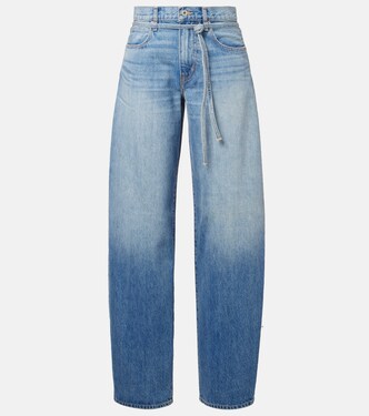 Hailey belted mid-rise barrel-leg jeans | Slvrlake