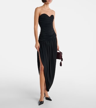 ruched asymmetric midi dress Olive Coast Satin Ruched One Shoulder Asymmetric Hem Midi Dress