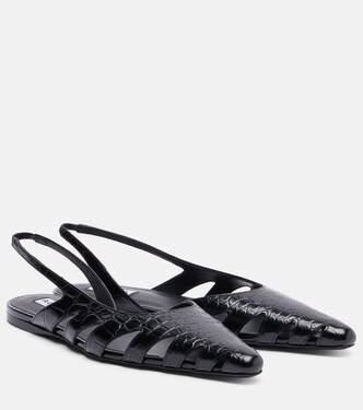 Croc-effect leather slingback flats | Alaïa