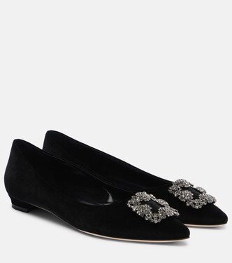 Hangisi embellished velvet ballet flats | Manolo Blahnik
