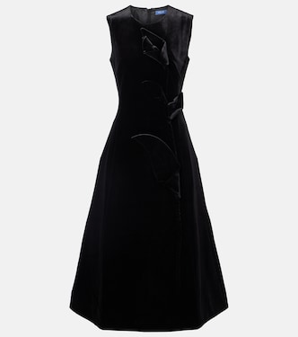 Cleo floral-appliqué velvet midi dress | Leo Lin