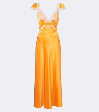 Fiona lace-trimmed silk satin maxi dress | Dôen
