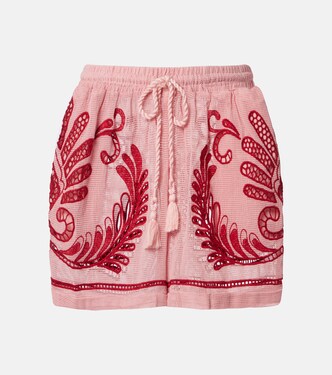 Embroidered cotton mesh shorts | Farm Rio