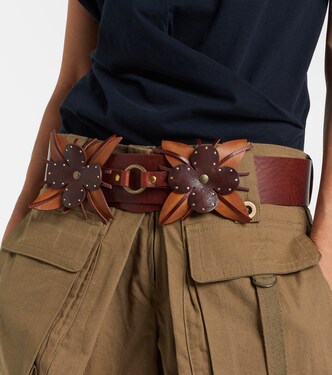 Aska floral-appliqué leather belt in brown - Isabel Marant  display picture 1