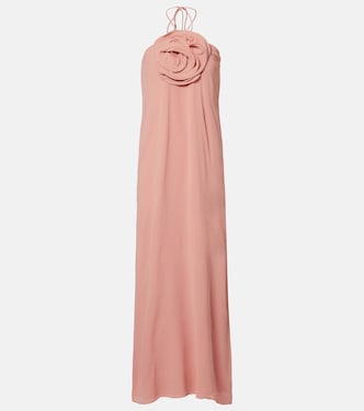 Floral-appliqué halterneck maxi dress | Adriana Degreas