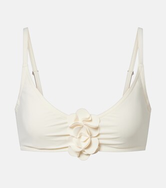 Tess floral-appliqué bikini top | Karla Colletto