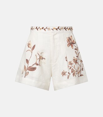 Short Toronjil en lin à fleurs | Agua by Agua Bendita