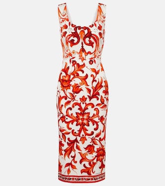 Majolica silk-blend charmeuse midi dress | Dolce&Gabbana