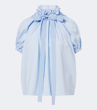 Bow-detail gathered cotton jersey top | Patou