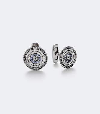 14kt white gold embellished cufflinks with diamonds and sapphires | Sydney Evan