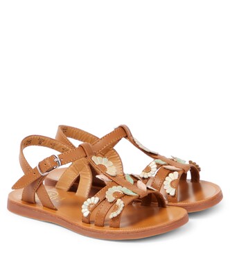 Sandalen Plagette Multi Daisy aus Leder | Pom d'Api