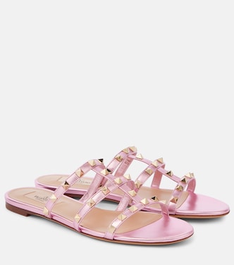 Sandalen Rockstud aus Metallic-Leder | Valentino Garavani