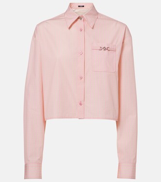 Chain Pinstripe cropped cotton poplin shirt | Versace