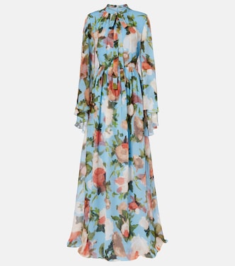 Robe longue en soie à fleurs | Erdem
