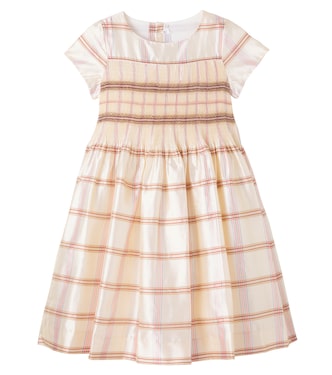 Duchesse checked smocked silk dress | Bonpoint