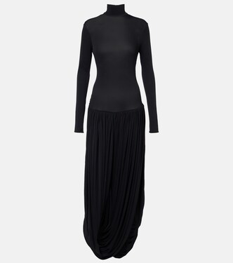 Asymmetric pleated turtleneck maxi dress | Magda Butrym