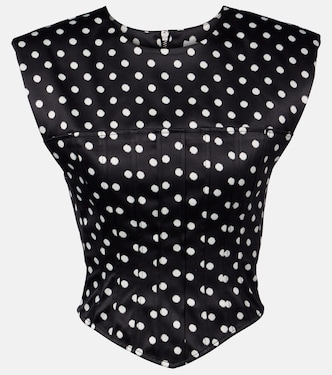 Polka-dot satin corset top | Ganni