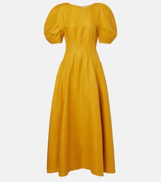 Ranya puff-sleeve linen twill maxi dress | Gabriela Hearst