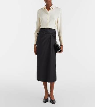 Paggi gathered cotton-blend midi skirt in black - Max Mara | Mytheresa