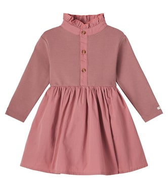 Baby Louen ribbed-knit ruffled cotton-blend dress | Donsje
