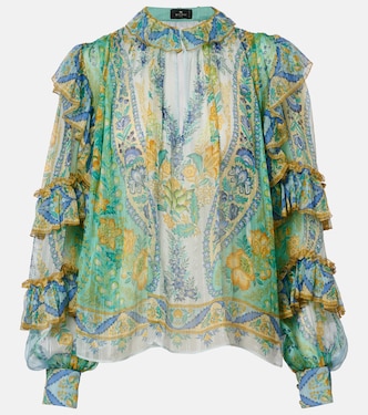 Floral ruffled silk blouse | Etro