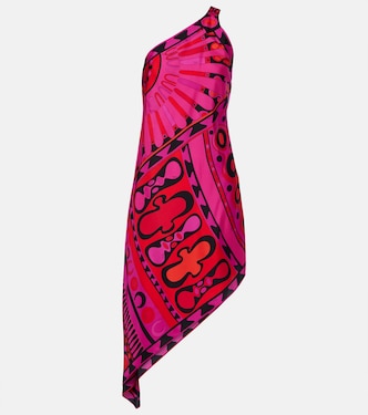 Soleil asymmetric silk twill midi dress | Pucci