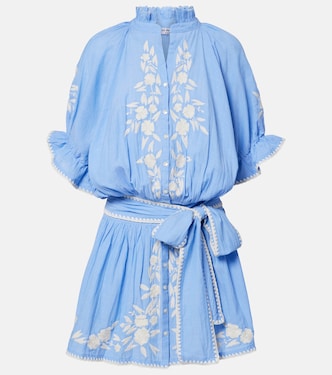 Abito corto in chambray di cotone con ricamo | Juliet Dunn
