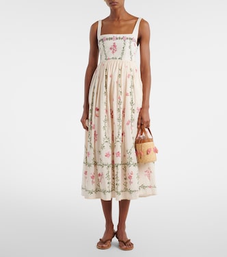 agua by agua bendita barbara floral linen midi dress Barbara Orquidea Maxi Dress