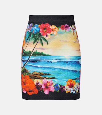 Mini-jupe en coton mélangé à imprimé | Dolce&Gabbana