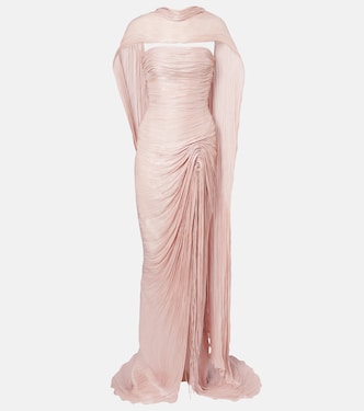 Draped pleated scarf-detail gown | Marmar Halim