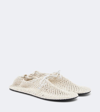 Mandala crochet leather-trimmed flats | Christen
