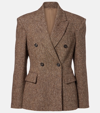 Double-breasted wool-blend jacket | Brunello Cucinelli