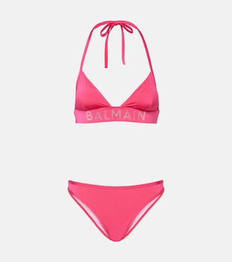 Logo crystal-embellished bikini | Balmain