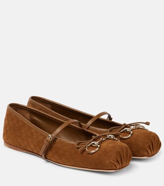 Gucci Horsebit GG suede ballet flats | Gucci