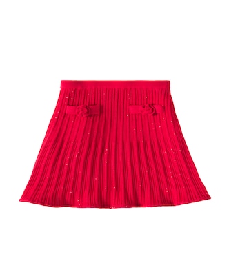 Floral-appliqué ribbed-knit skirt | Self-Portrait Kids